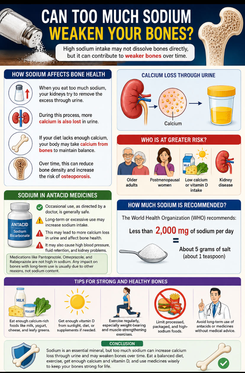 Can Too Much Sodium Weaken Your Bones?

Yes, consuming exces