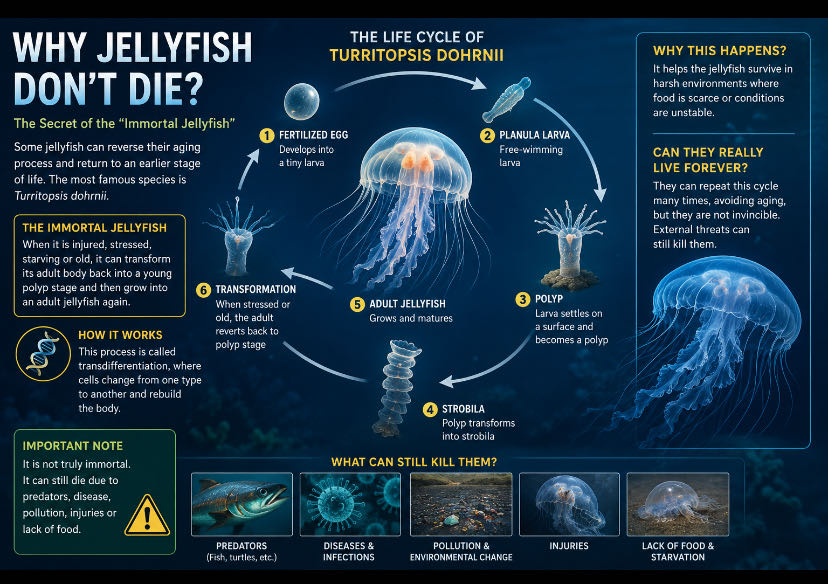 Jellyfish are not completely immortal, but some species have