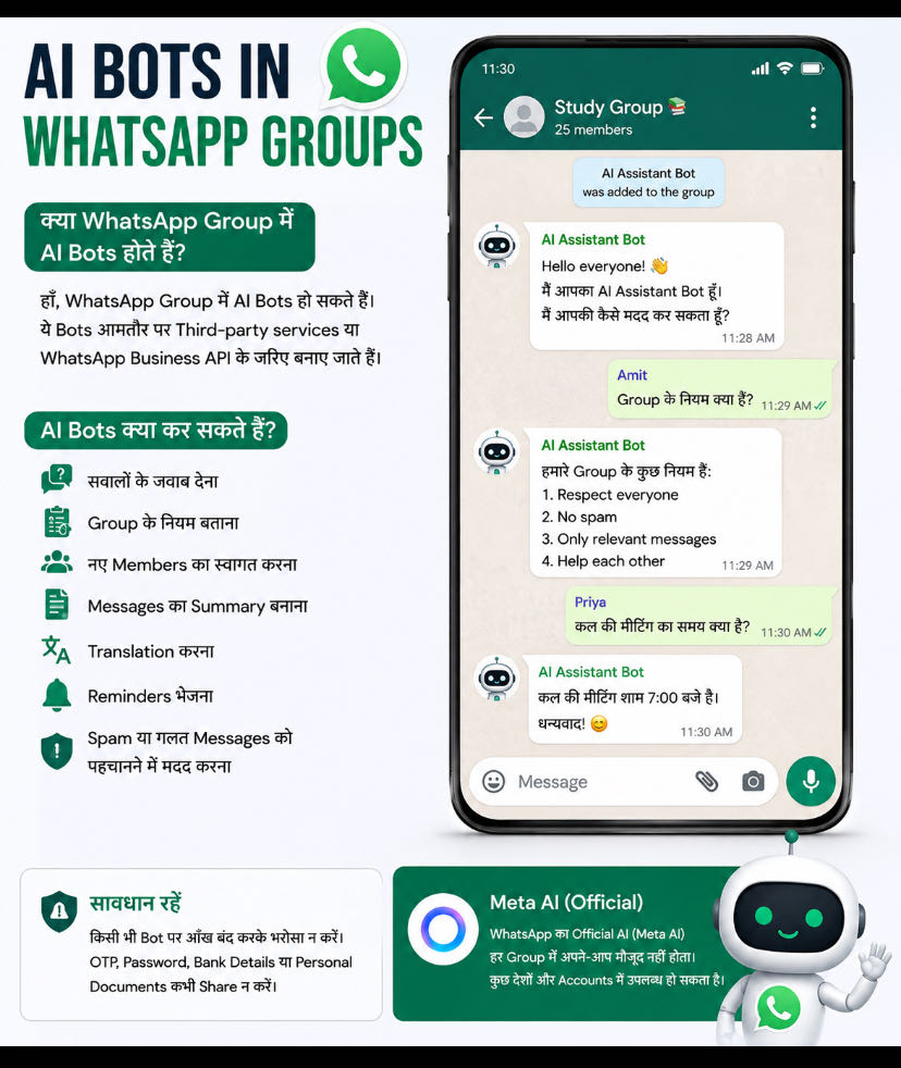 WhatsApp Groups में AI Bots: जागरूक रहें 🤖📱

अगर किसी इंसान 