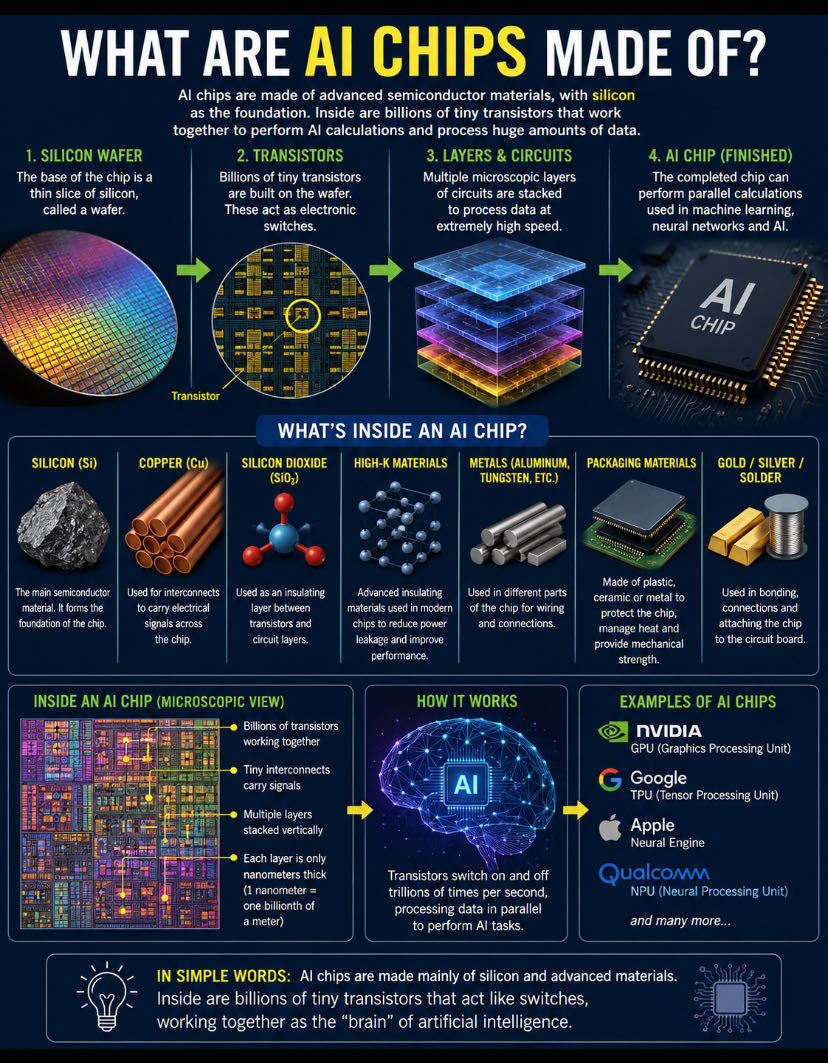 What Are AI Chips Made Of? 🧠⚡

AI chips are mainly made from