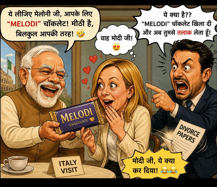 Modi ji fed Italy’s Meloni a “Melodi” chocolate, and her hus