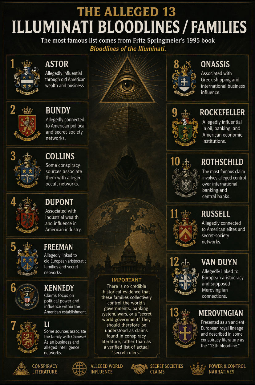 The most famous internet list of the “13 Illuminati Bloodlin