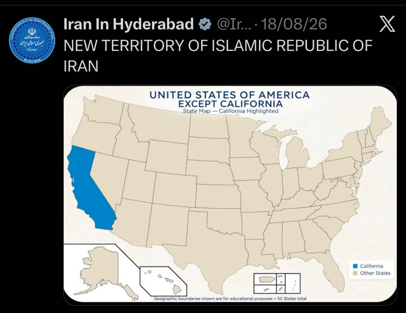Iran Jokes That California Is Its ‘New Territory’ in Respons