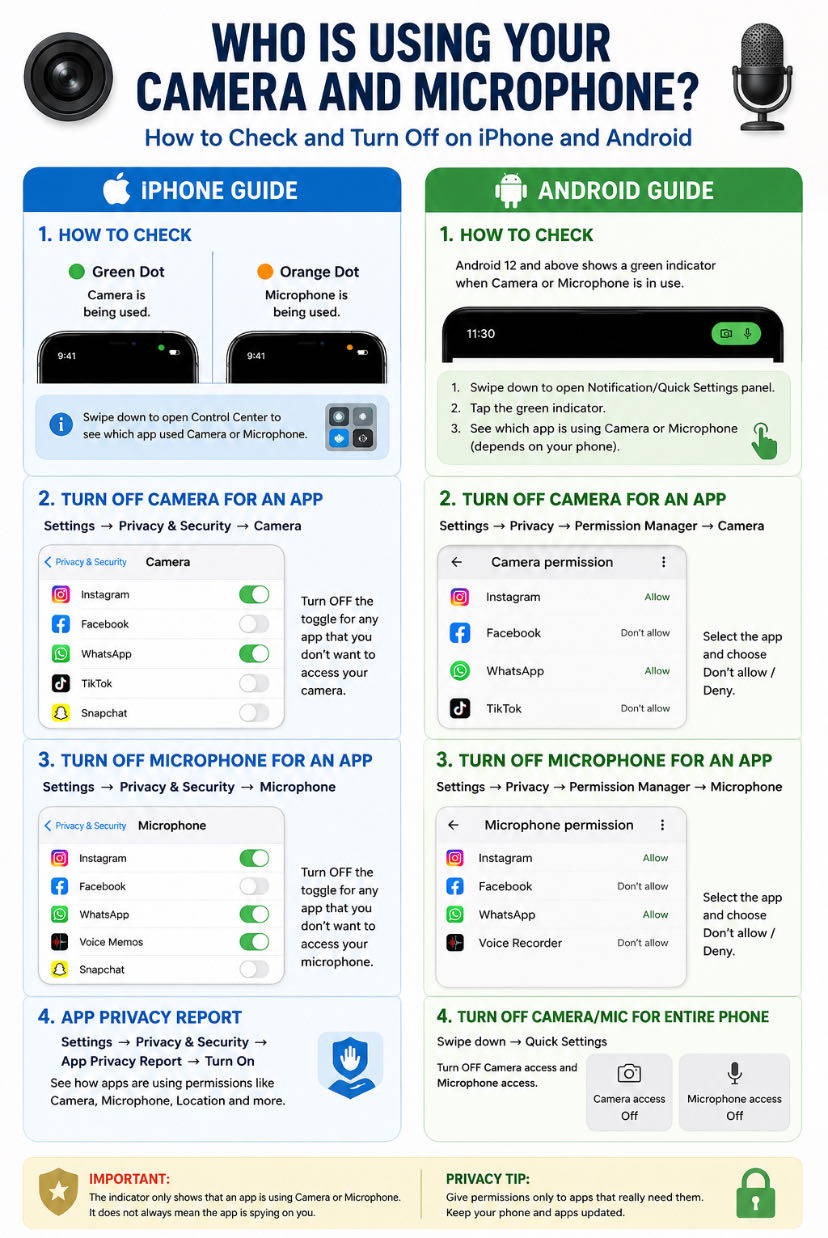📱 Who Is Using Your Camera and Microphone? How to Check on i